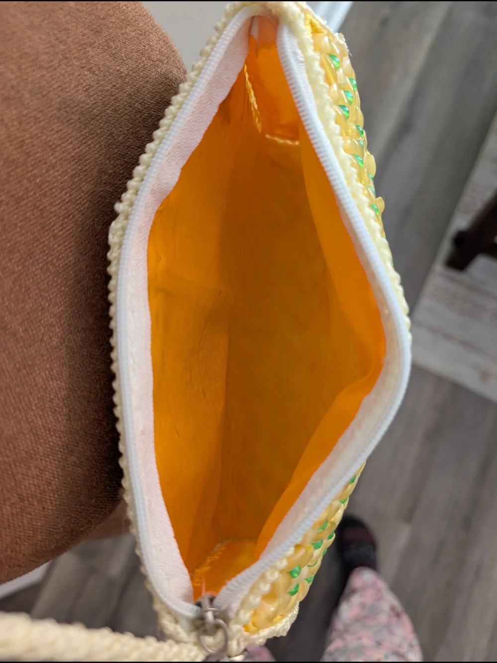 Handwoven Vintage Yellow Beaded Shoulder Bag